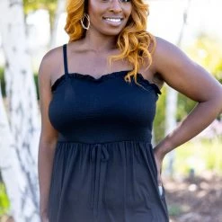 Boutique Simplified Basically Perfect Smocked Tank