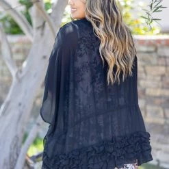 Boutique Simplified New Arrivals Perfectly Ruffled Kimono Cardigan