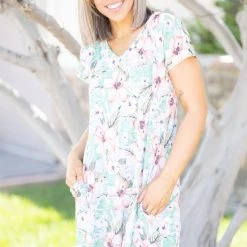 Boutique Simplified Hibiscus Dreams Swing Dress