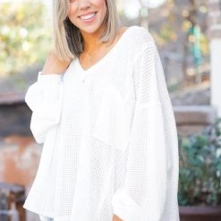 Boutique Simplified New Arrivals Snow White Waffle Knit