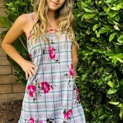 Boutique Simplified Checked In Floral Summer Tunic New Arrivals