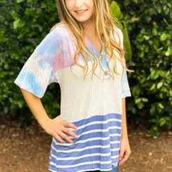 Boutique Simplified Cotton Candy Button Down Top