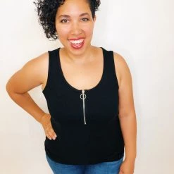 Iris & Rainbow Boutique #K238 Show Me Your Best Shot Sleeveless Top (BLACK)