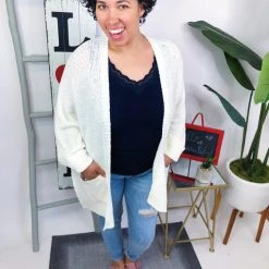 Iris & Rainbow Boutique #M676 Knitted From The Heart Cardigan (Off White) New Arrivals
