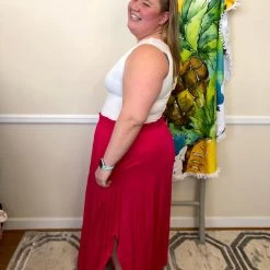 Iris & Rainbow Boutique #J49 A Breathe Of Fresh Air Maxi Skirt (Fuschia) New Arrivals