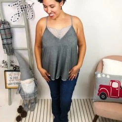 Iris & Rainbow Boutique New Arrivals #L285 Secrets Of The Lace POL Top (Charcoal)