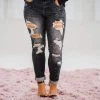 Iris & Rainbow Boutique #H21 Splash In The Dark Judy Blue Boyfriend Jeans