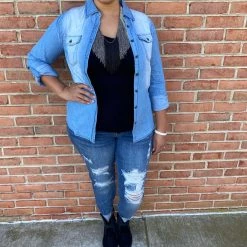 Iris & Rainbow Boutique New Arrivals #E8 Demi's Denim Shirt (Light Wash)