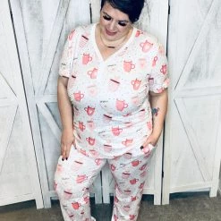Iris & Rainbow Boutique New Arrivals #L868 Cup Of Latte And Love Pajamas