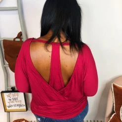 Iris & Rainbow Boutique New Arrivals #K942 Going In Deep Long Sleeve Top (Red)