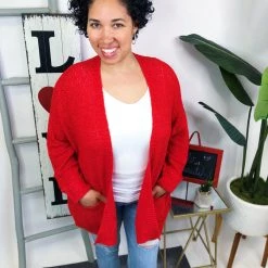 Iris & Rainbow Boutique #M677 Knitted From The Heart Cardigan (Red) New Arrivals