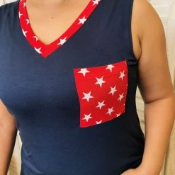 Iris & Rainbow #J933 Before You Go Sleeveless Top (Red & Navy)