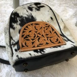 Iris & Rainbow Boutique #711 Cow Fur Backpack With Floral Leather