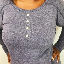 Iris & Rainbow Boutique #K721 October Skies Long Sleeve Top (Charcoal) New Arrivals