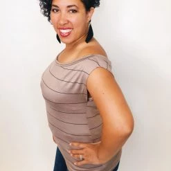 Iris & Rainbow Boutique #K335 Mocha Drizzle Off Shoulder Top