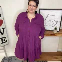 Iris & Rainbow Boutique New Arrivals #L440 All I Want Dress (Plum)