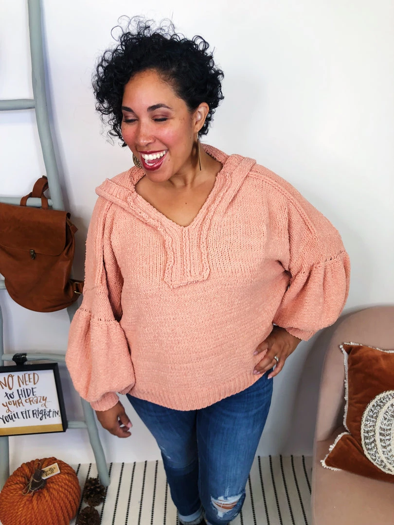 Iris & Rainbow Boutique New Arrivals #K985 Blush My Days Hooded Sweater 4 Iris & Rainbow Boutique New Arrivals #K985 Blush My Days Hooded Sweater