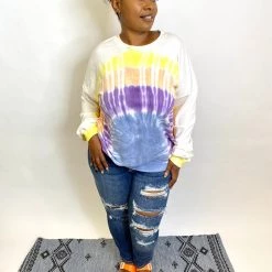 Iris & Rainbow Boutique New Arrivals #K468 Sunset Keys Tie Dye Sweater
