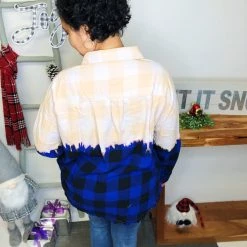 Iris & Rainbow Boutique #L425 Dipped In Plaid Top (blue) New Arrivals