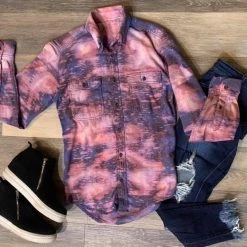 Iris & Rainbow Boutique New Arrivals #E78 One Of A Kind Flannel Tops (Pink/Blue)