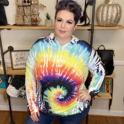 Iris & Rainbow Boutique #F59 Sunset Swirl Hooded Shirt New Arrivals