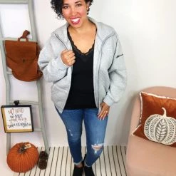 Iris & Rainbow Boutique #L221 Quilt Me In Hoodie (GREY) New Arrivals