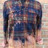Iris & Rainbow Boutique #426 One Of A Kind Flannel Tops (Blue And Brown Ombre) New Arrivals