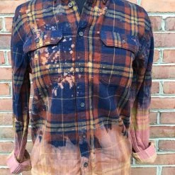 Iris & Rainbow Boutique #426 One Of A Kind Flannel Tops (Blue And Brown Ombre) New Arrivals