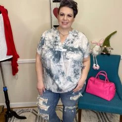 Iris & Rainbow Boutique #H824 Crash Into Me Tie Dye Top