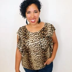 Iris & Rainbow Boutique #K331 Feisty Flutter Sleeve Top New Arrivals