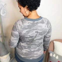 Iris & Rainbow Boutique #L373 Harmonious Camo Top (Grey) 11 Iris & Rainbow Boutique #L373 Harmonious Camo Top (Grey)