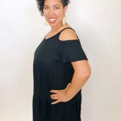 Iris & Rainbow Boutique #K188 Lucky In Love Cold Shoulder Dress