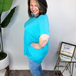 Iris & Rainbow Boutique New Arrivals #M622 Show My Cut Out Top (Ocean Blue)