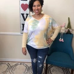 Iris & Rainbow Boutique #H756 Sunny Fields Tie Dye Dolman New Arrivals