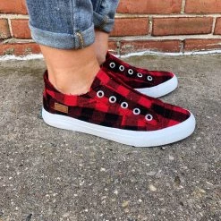 Iris & Rainbow Boutique New Arrivals #C87 Into The Woods Red Buffalo Plaid Shoes