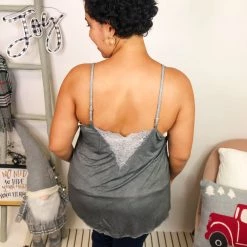 Iris & Rainbow Boutique New Arrivals #L285 Secrets Of The Lace POL Top (Charcoal)