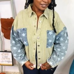 Iris & Rainbow Boutique New Arrivals #K836 Forever Your Star POL Shacket (Mocha Herb)