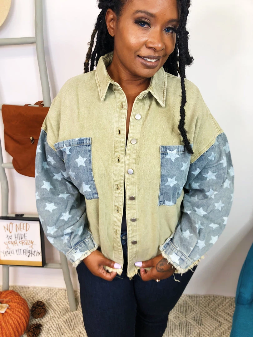 Iris & Rainbow Boutique New Arrivals #K836 Forever Your Star POL Shacket (Mocha Herb) 4 Iris & Rainbow Boutique New Arrivals #K836 Forever Your Star POL Shacket (Mocha Herb)