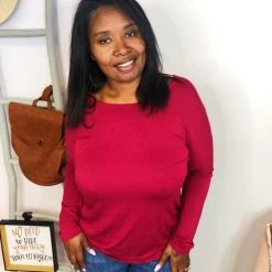 Iris & Rainbow Boutique New Arrivals #K942 Going In Deep Long Sleeve Top (Red)