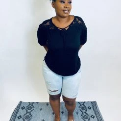 Iris & Rainbow Boutique #K484 Promise Me Everything Distress Bermuda Shorts