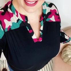 Iris & Rainbow Boutique #K980 Check On It Camo Top