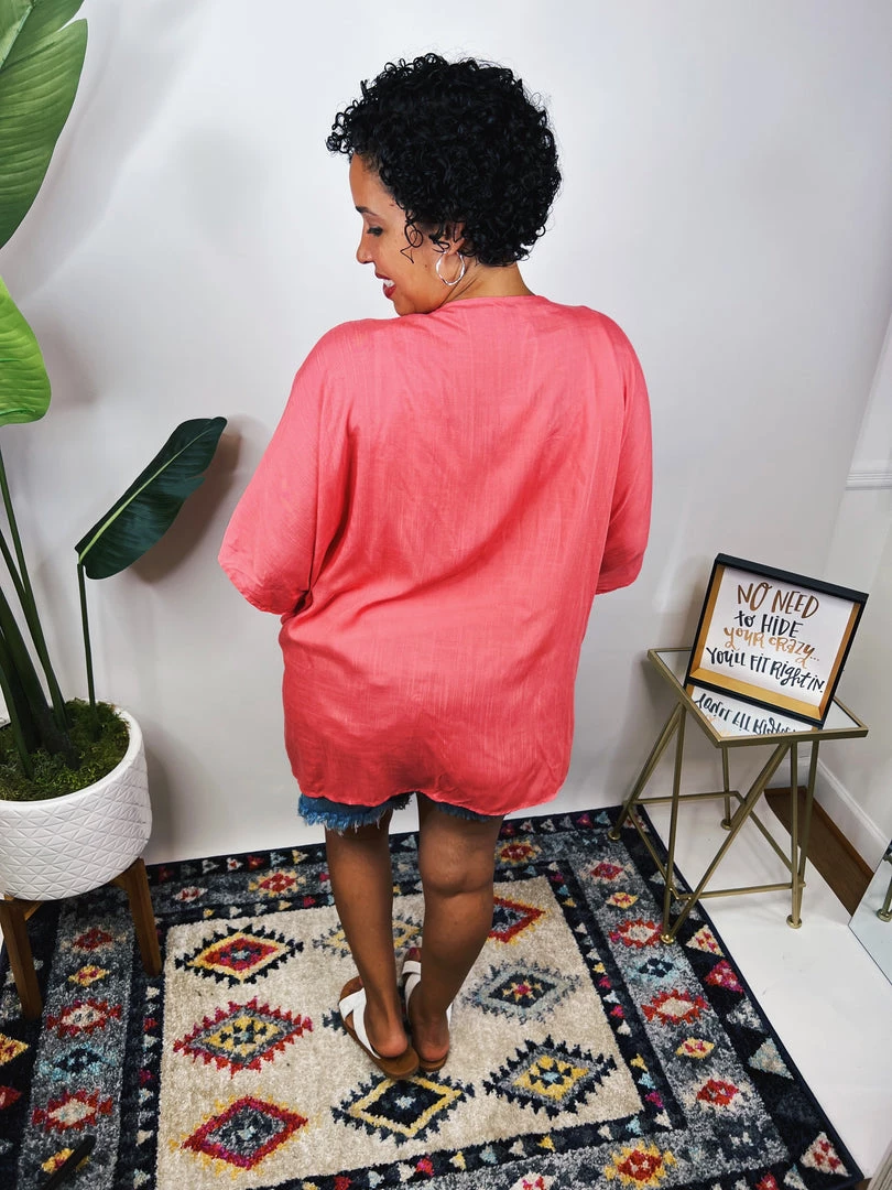 Iris & Rainbow Boutique #N319 Feeling Awesome Kimono (Coral) *DOORBUSTER* New Arrivals 10 Iris & Rainbow Boutique #N319 Feeling Awesome Kimono (Coral) *DOORBUSTER* New Arrivals