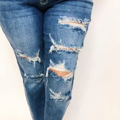 Iris & Rainbow Boutique New Arrivals #E06 Downtown Distressed Boyfriend Judy Blue Jeans