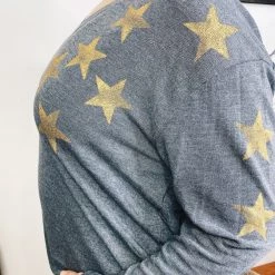 Iris & Rainbow Boutique New Arrivals #L920 Golden Touch Top (Heather Grey)