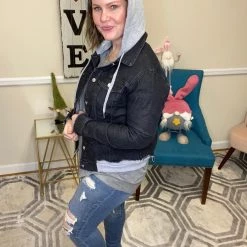 Iris & Rainbow Boutique #J56 Back In Black Jean Jacket New Arrivals