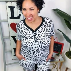Iris & Rainbow Boutique #M654 White Leopard Pajamas