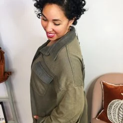 Iris & Rainbow Boutique #L38 Fire It Up POL Shacket (Ash Charcoal) New Arrivals