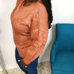 Iris & Rainbow Boutique New Arrivals #K897 Fall In Leaves Sweater (Mauve)