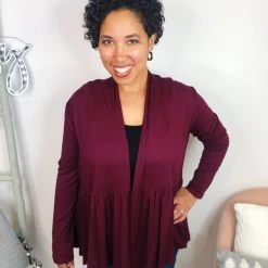 Iris & Rainbow Boutique #L311 Rock The Day Cardigan (Burgundy) New Arrivals