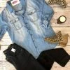Iris & Rainbow Boutique New Arrivals #E8 Demi's Denim Shirt (Light Wash)